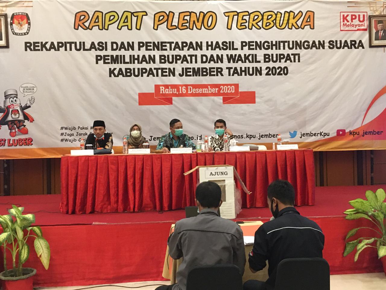 KPU JEMBER MULAI REKAPITULASI HASIL PEMUNGUTAN SUARA PILKADA 2020 TINGKAT KABUPATEN