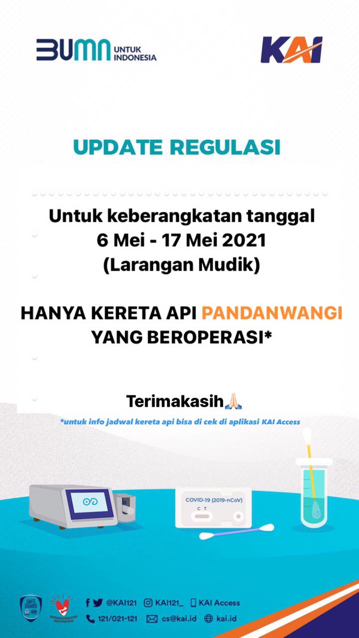 KAI DAOP 9 JEMBER TEPIS KABAR KA PANDANWANGI AKAN BEROPERASI DI MASA LARANGAN MUDIK 2021