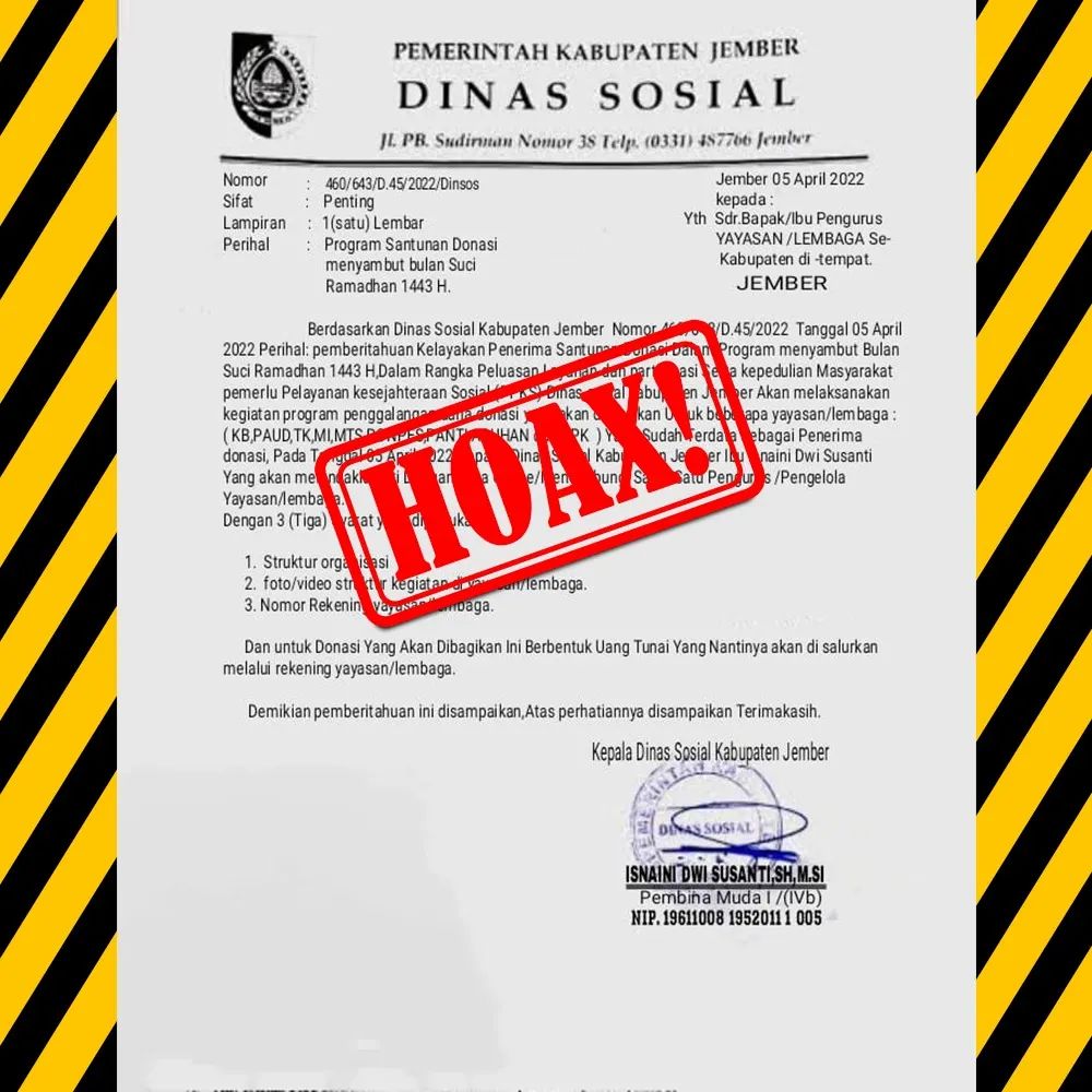 Plt Kadinsos Tegaskan Surat Edaran Program Santunan Donasi Hoax 