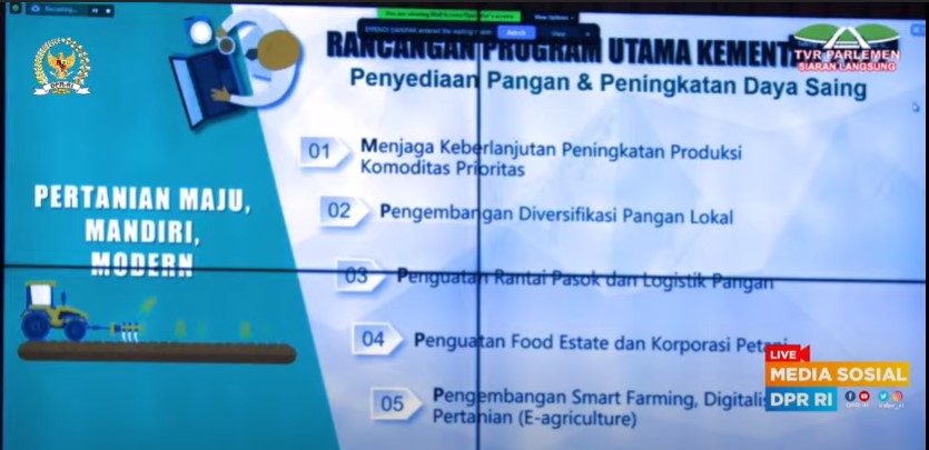 ANGGOTA KOMISI IV HARAPKAN ANGGARAN KEMENTAN 2022 FOKUS BANTU PULIHKAN EKONOMI NASIONAL